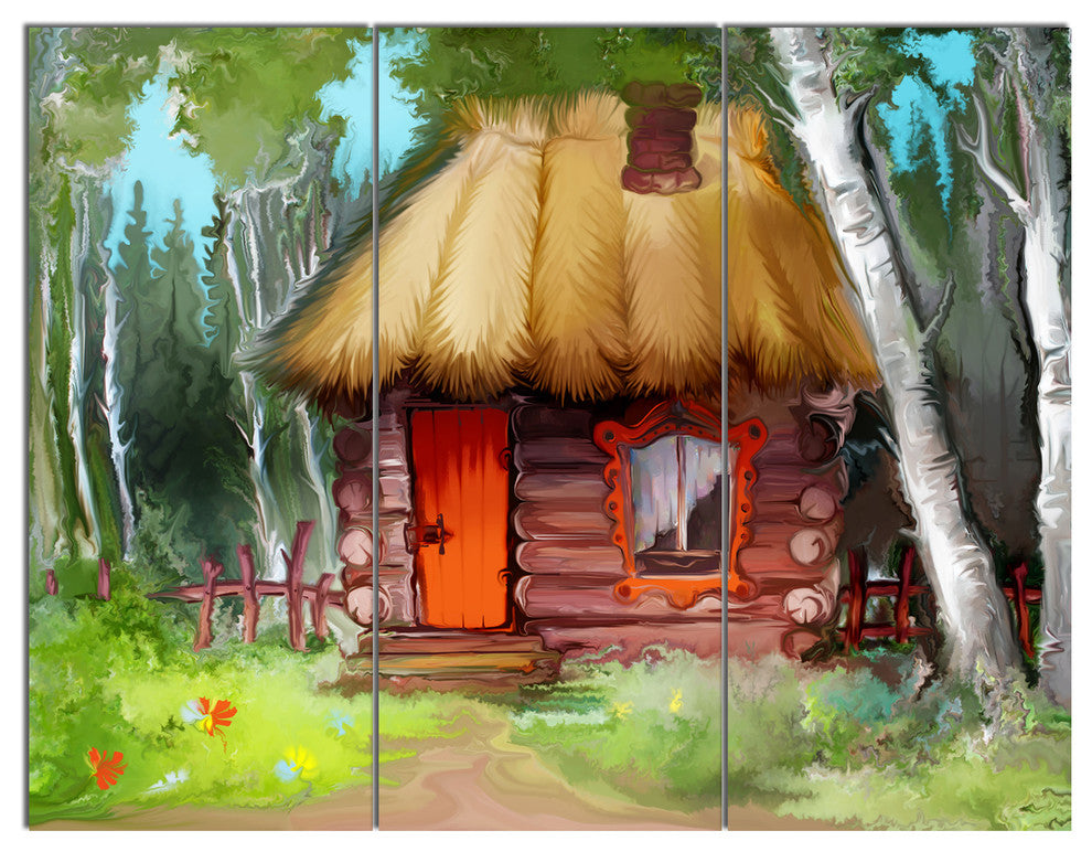 Rural Landscape with House, Landscape Triptych Canvas Art Print, 36x28, 3 Panels