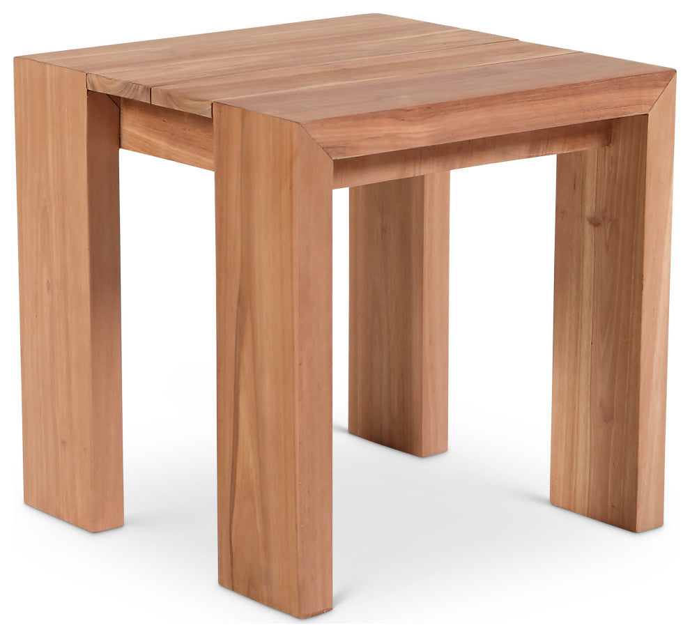 Tulum Teak Outdoor End Table, Natural