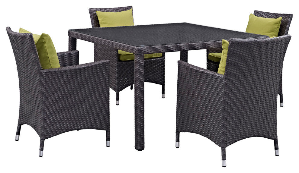 Espresso Peridot Convene 5-Piece Outdoor Patio Dining Set