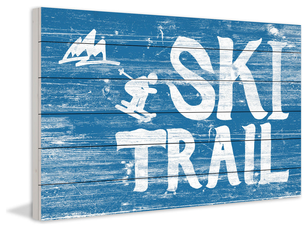 "Ski Trail" Painting Print on White Wood, 60"x40"