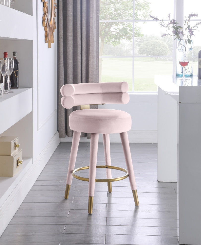 Fitzroy Velvet Upholstered Counter Height Stool (Set of 2)