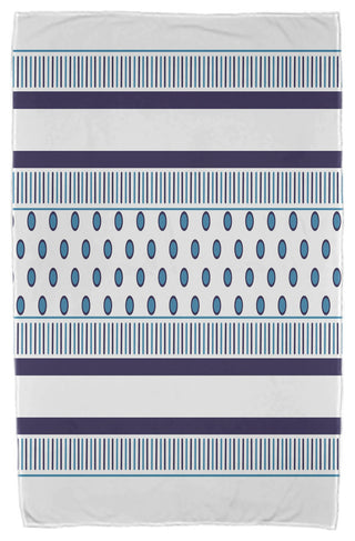 30x60" Comb Dot, Stripe Print Beach Towel, Navy Blue