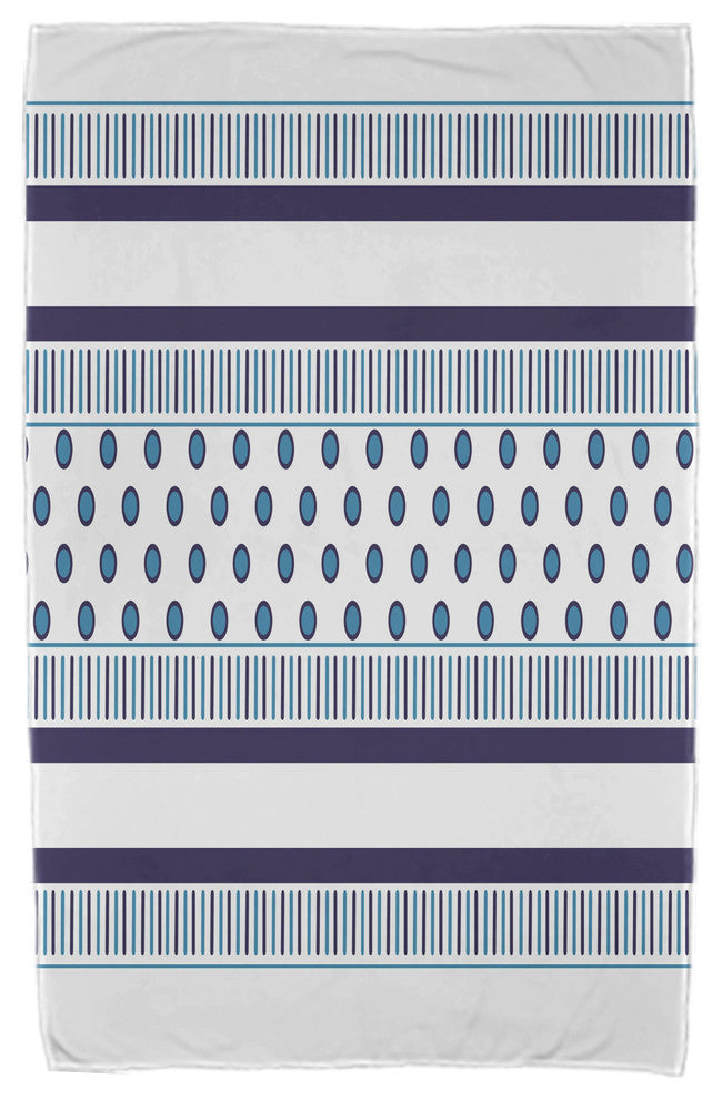 30x60" Comb Dot, Stripe Print Beach Towel, Navy Blue