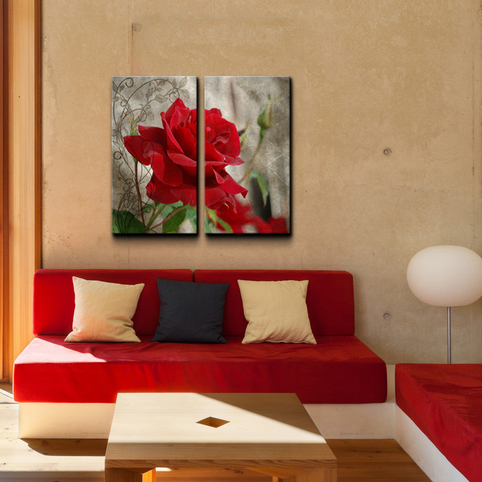 Roses are Red II Canvas Wall Art, 2-Piece Set