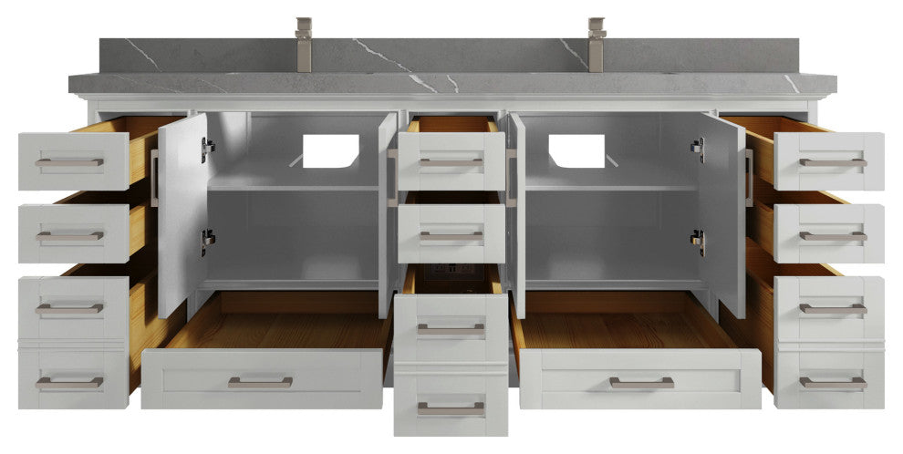 Fenway 84 Double Sink Bath Vanity in Coventry Gray 2" Piatra Gray