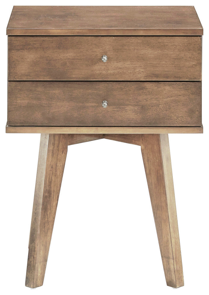 Donna 2-Drawer Wood Finish Nightstand, Gray
