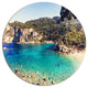 Rocky Beach With Turquoise Water, Beach Disc Metal Artwork, 23"