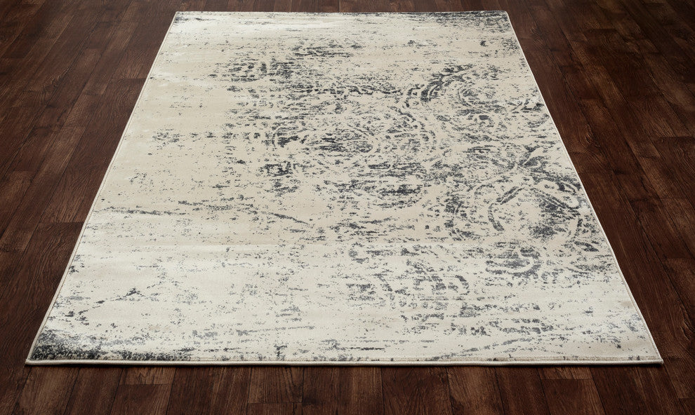 Karelia Weathered Block Gray 7'10" Round Area Rug