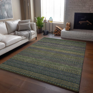 Premium Machine Washable Mayfield AMF527 Olive 8' x 10' Rug