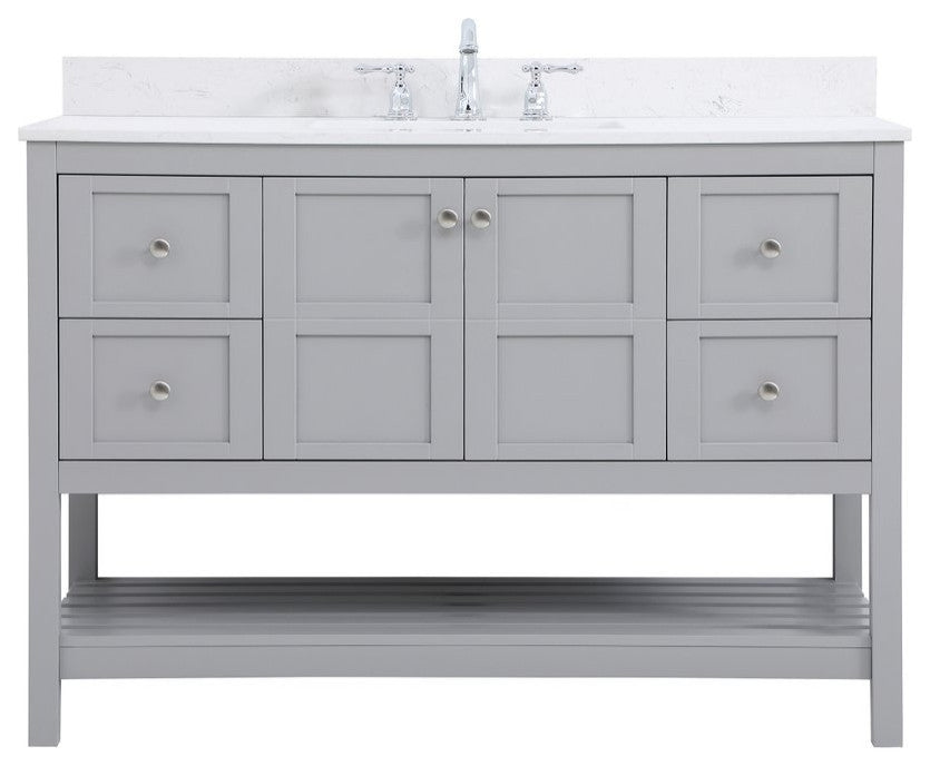 Tobias 48" Single Bathroom Vanity, Gray With Backsplash