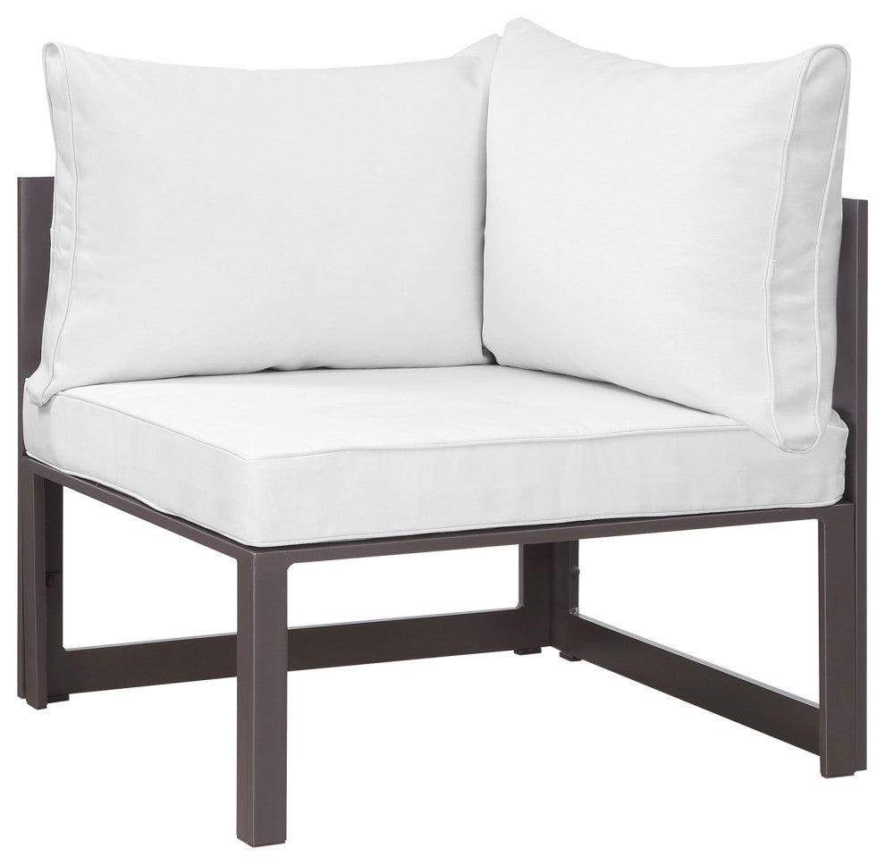 Modway Fortuna 9 Piece Outdoor Patio Sectional Sofa Set, Brown White
