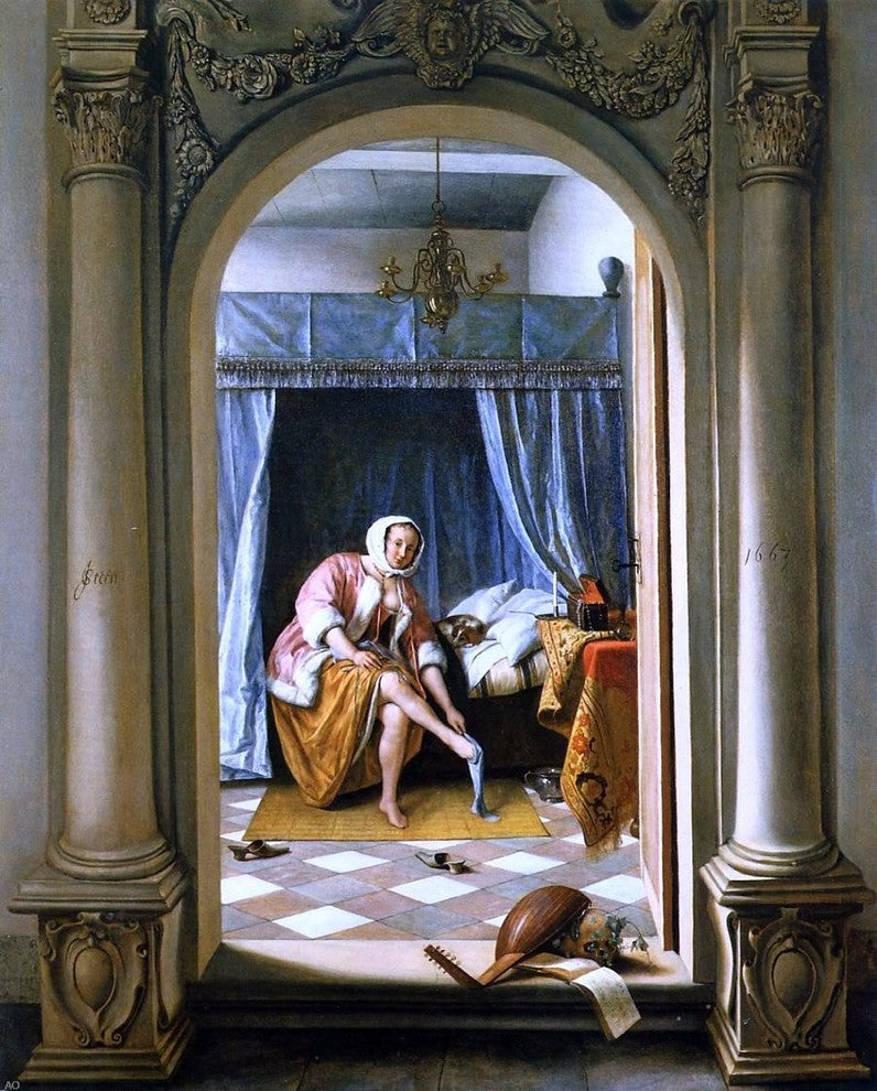 Jan Steen Woman at Her Toilet, 20"x25" Wall Decal
