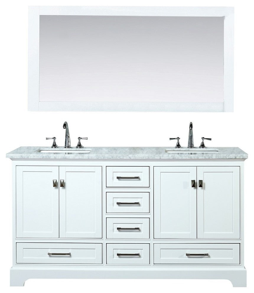 Newport White 72" Double Sink Bathroom Vanity, Mirror