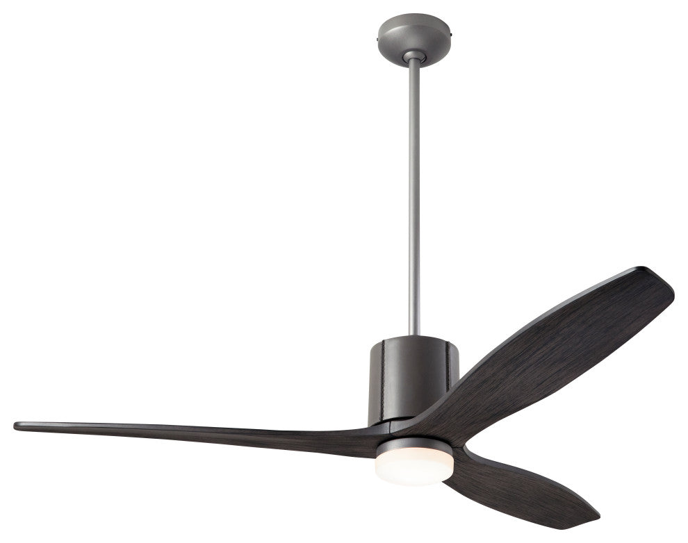 LeatherLuxe Fan, Graphite/Gray, 54" Ebony Blades With LED, Wall Control