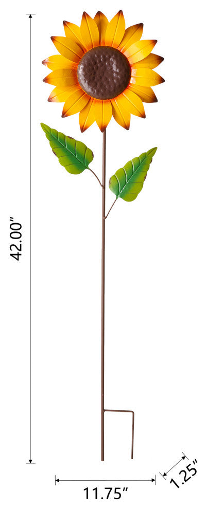 2-Piece Set 42"H Fall Metal Sunflower Yard Stake