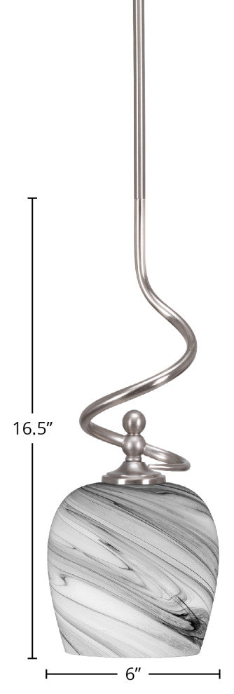 Capri 1-Light Mini Pendant with Hang Straight Swivel, Brushed Nickel/Onyx Swirl