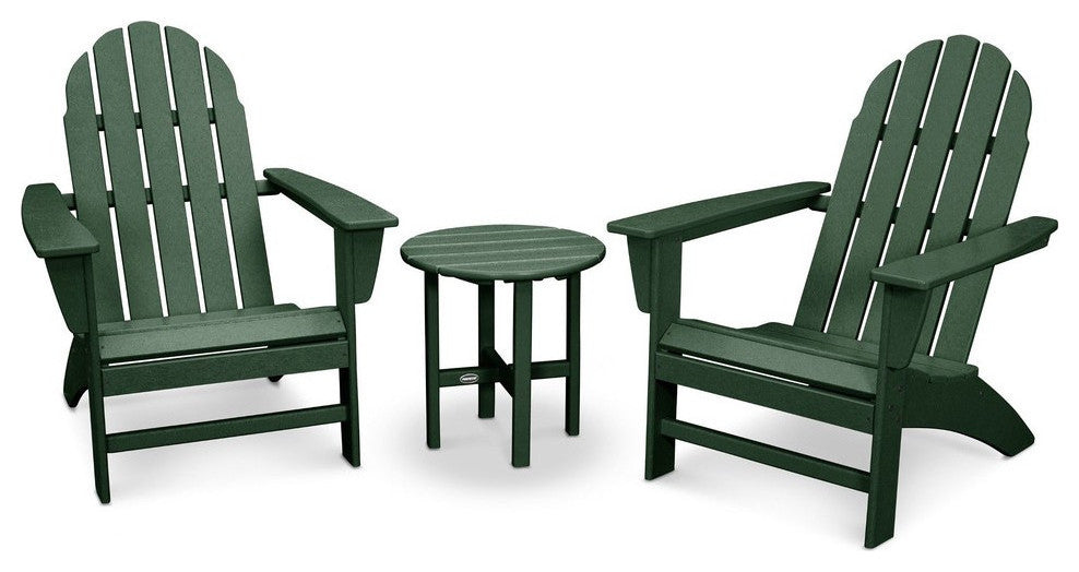 Polywood Vineyard 3-Piece Adirondack Set, Green