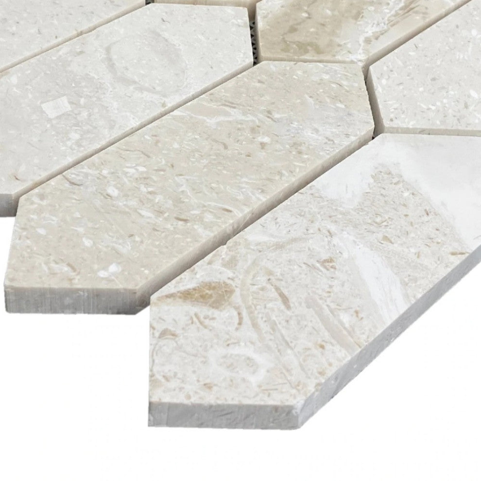 Shell Stone Limestone Strada Design on 12"x12" Mosaic Tile (10 sqft per box)
