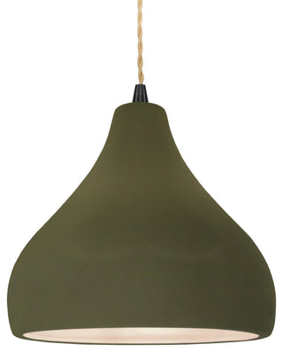Radiance Medium Droplet 1-Pendant, Matte Green/Matte Black Metal, LED