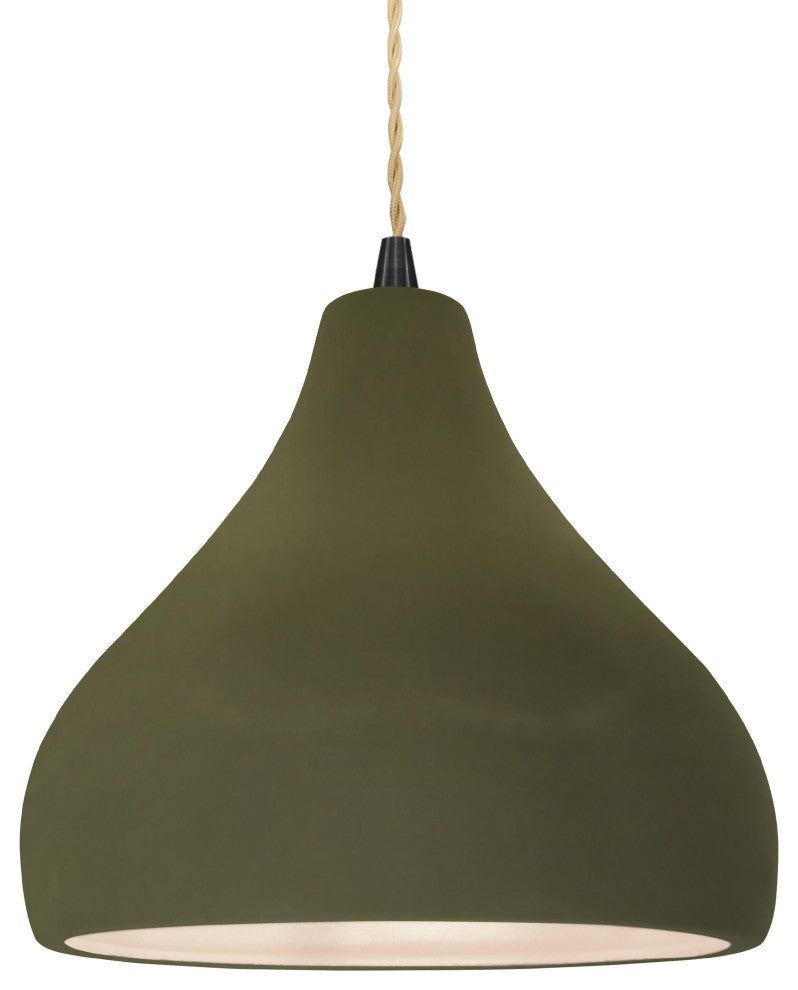 Radiance Medium Droplet 1-Pendant, Matte Green/Matte Black Metal, LED