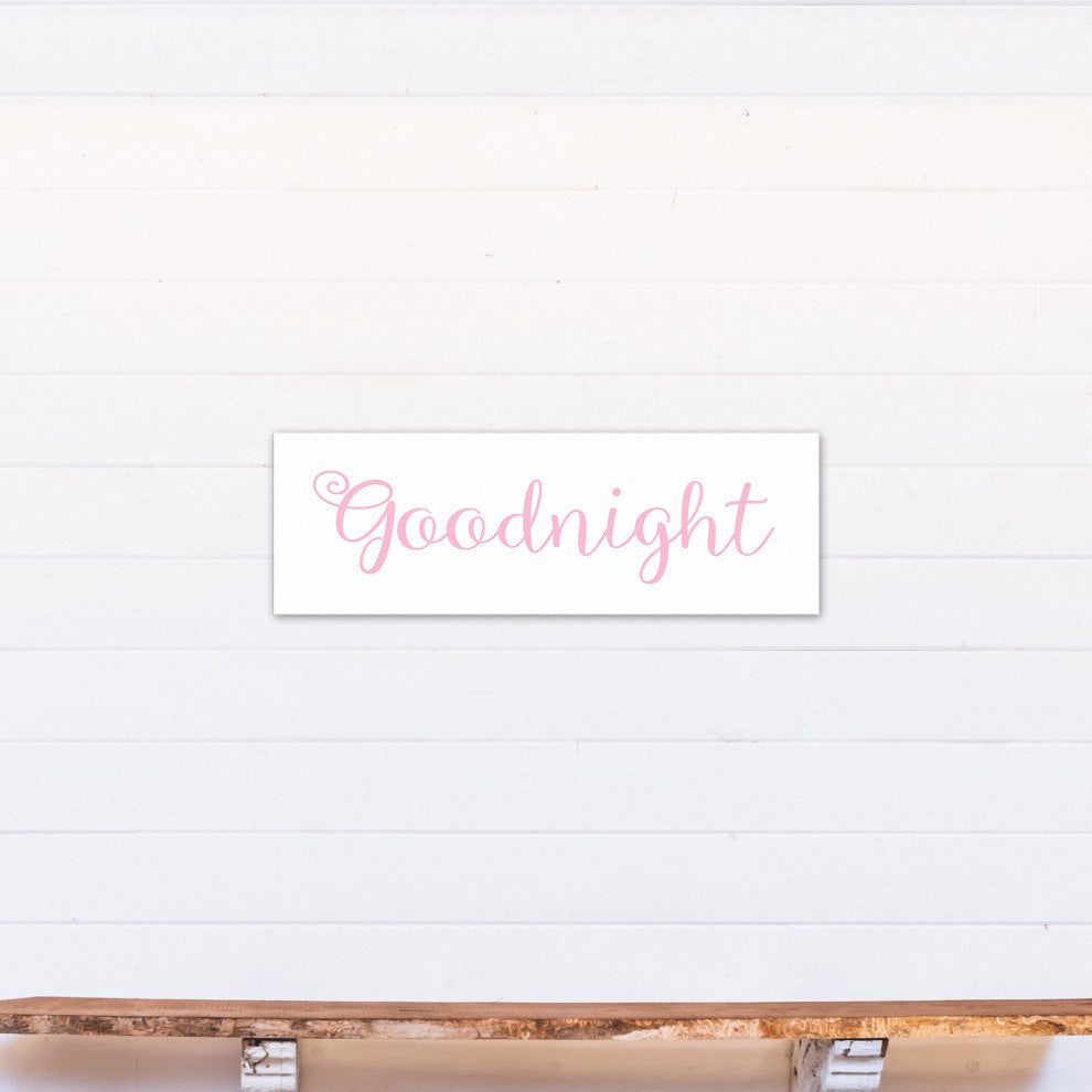 Goodnight 12"x36" Canvas Wall Art, Pink