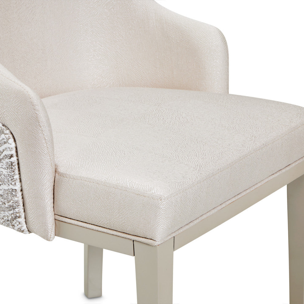 Carmela Dining Arm Chair, Set of 2, Shimmer Ivory