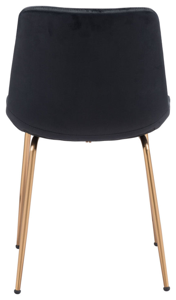 Dining Chair, Set of 2, Steel Metal, Fabric, Black, Gold, Kitchen Cafe Bistro