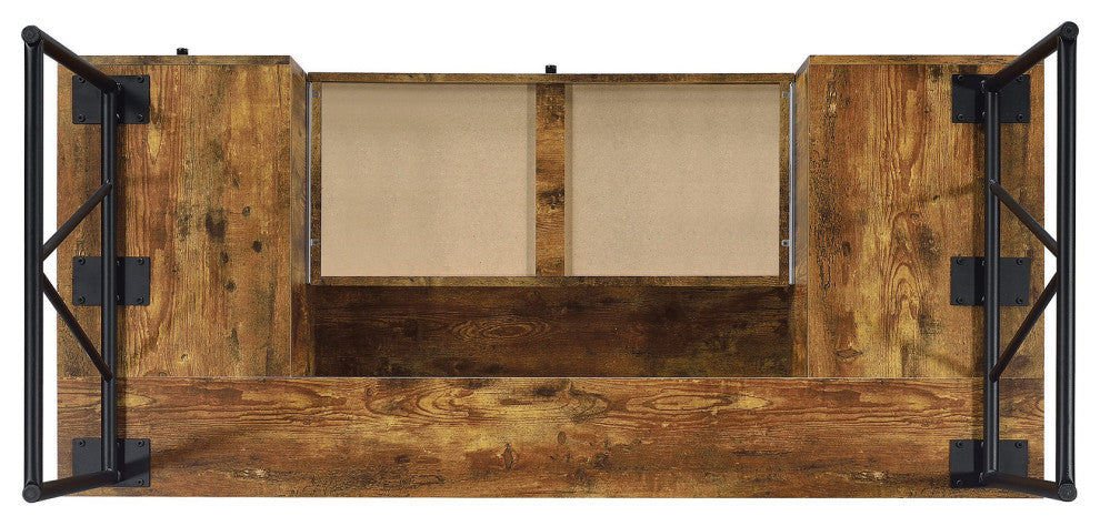 4-Drawer Writing Desk Antique Nutmeg and Black