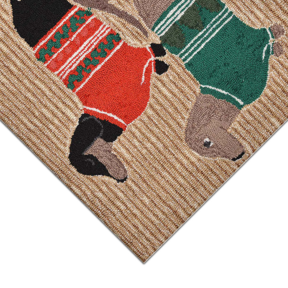 Frontporch Holiday Hounds Indoor/Outdoor Rug Neutral 1'8"x2' 6"