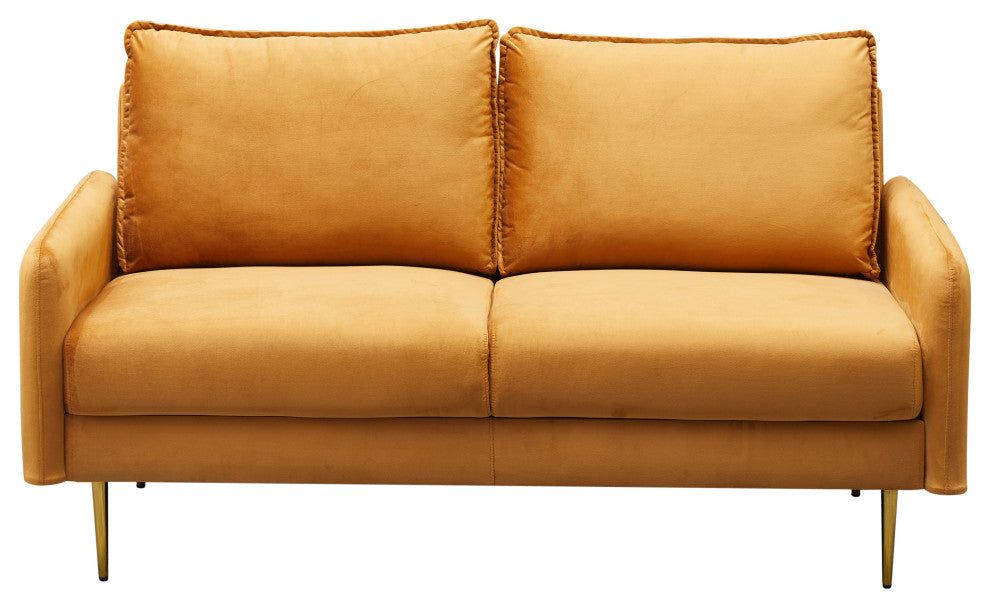 Kingway Furniture Aurora Velvet Living Room Loveseat, Ginger