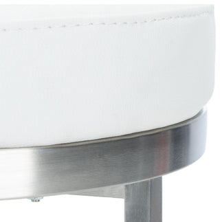 Safavieh Obito Swivel Counter Stool, White/Brushed Nickle