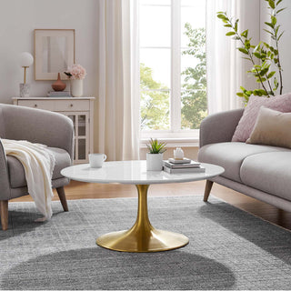 Lippa 36" Coffee Table, Gold White