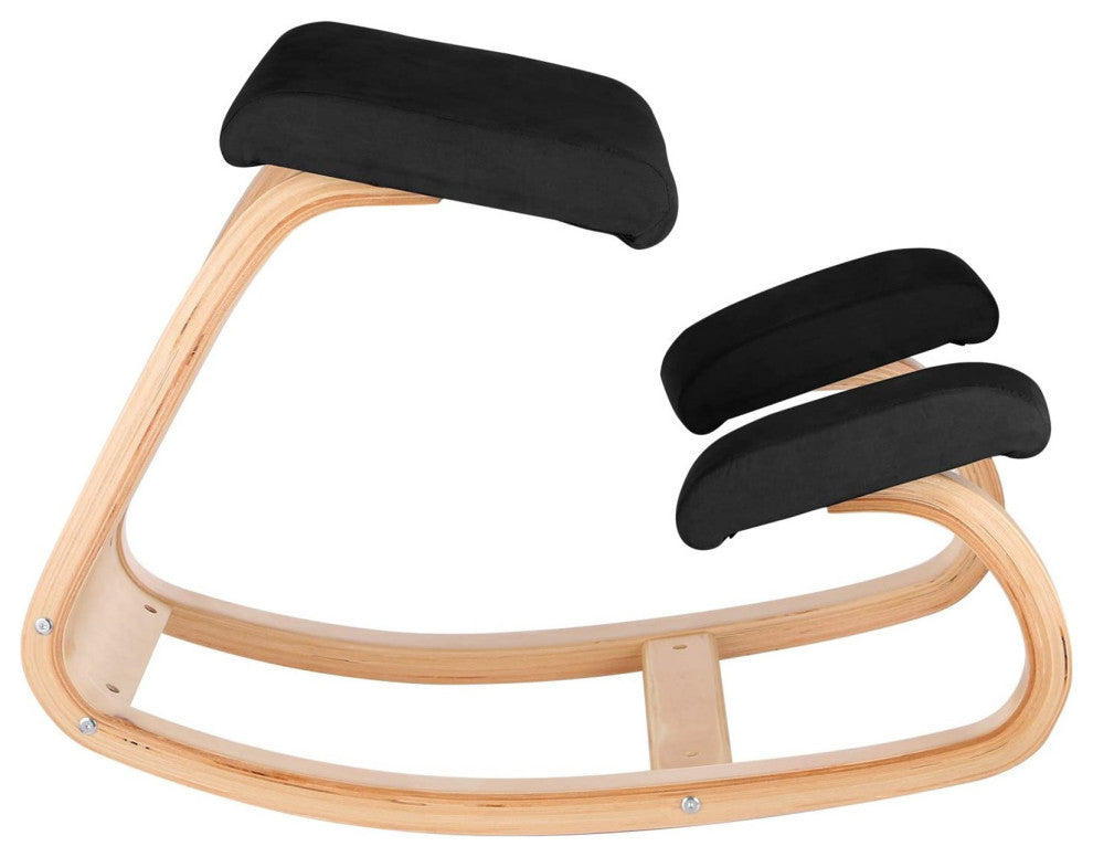 VEVOR Wooden Ergonomic Kneeling Chair Memory Seat Cushion Relieving Body Black