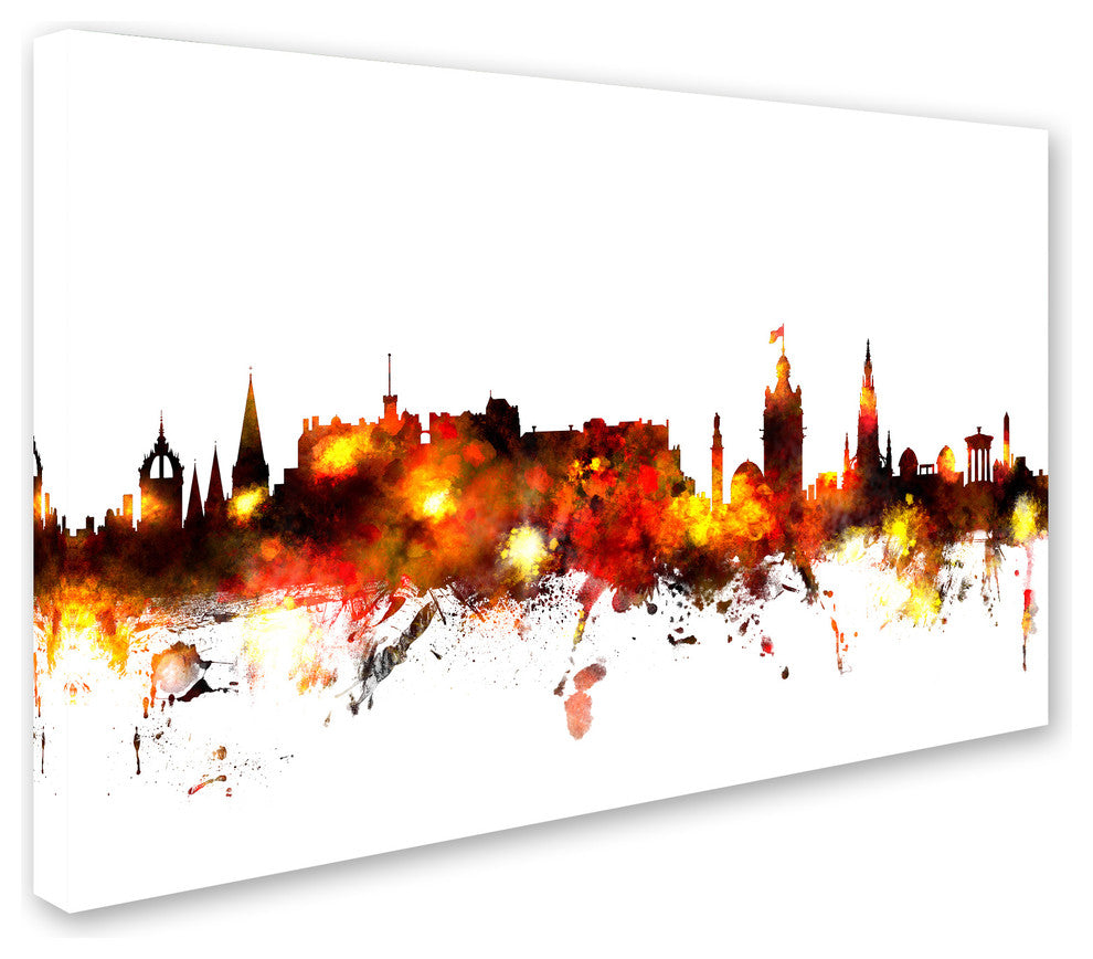 Michael Tompsett 'Edinburgh Scotland Skyline Red' Canvas Art, 30x47