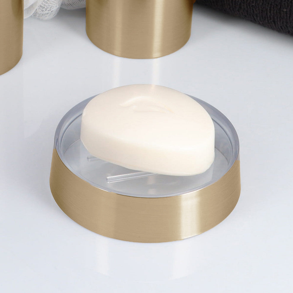 Brushed Gold Soap Dish Cup Dispenser Tray GOLDEN