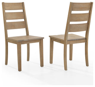 Joanna 2Pc Ladder Back Chair Set, Rustic Brown, 2 Ladder Back Chairs