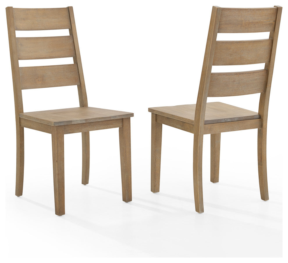 Joanna 2Pc Ladder Back Chair Set, Rustic Brown, 2 Ladder Back Chairs