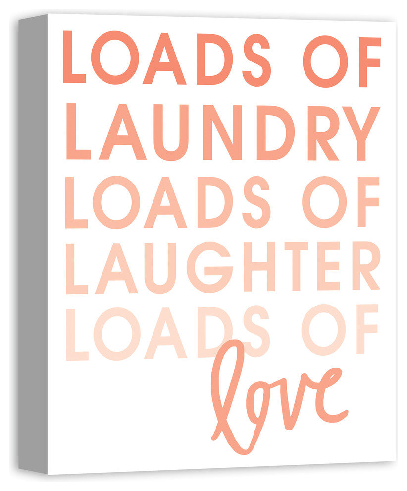 Loads of Laundry, Laughter, and Love Wall Art, Pink, 16"x20"