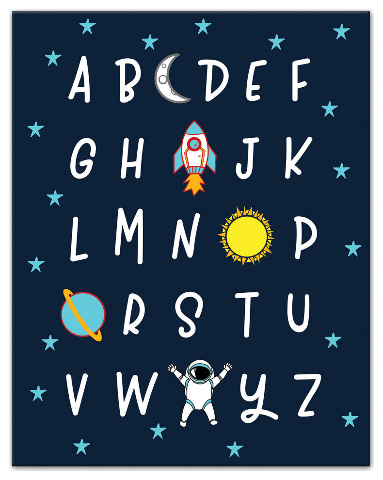 Space Alphabet 11x14 Canvas Wall Art