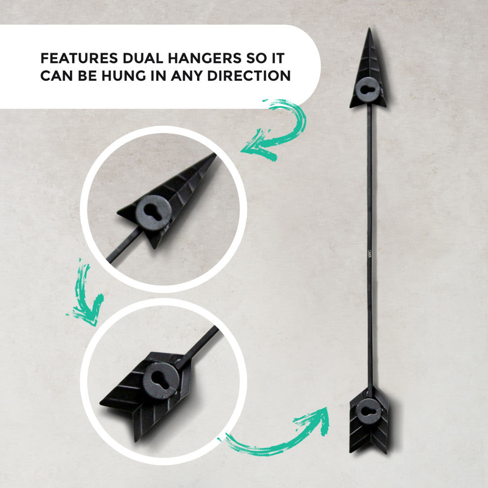 Rustic Cast Iron Metal Arrow Wall Decor, Distressed Bronze