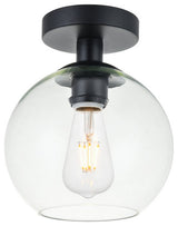Midcentury Modern Black And Clear 1-Light <br>Flush Mount