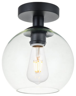 Midcentury Modern Black And Clear 1-Light <br>Flush Mount