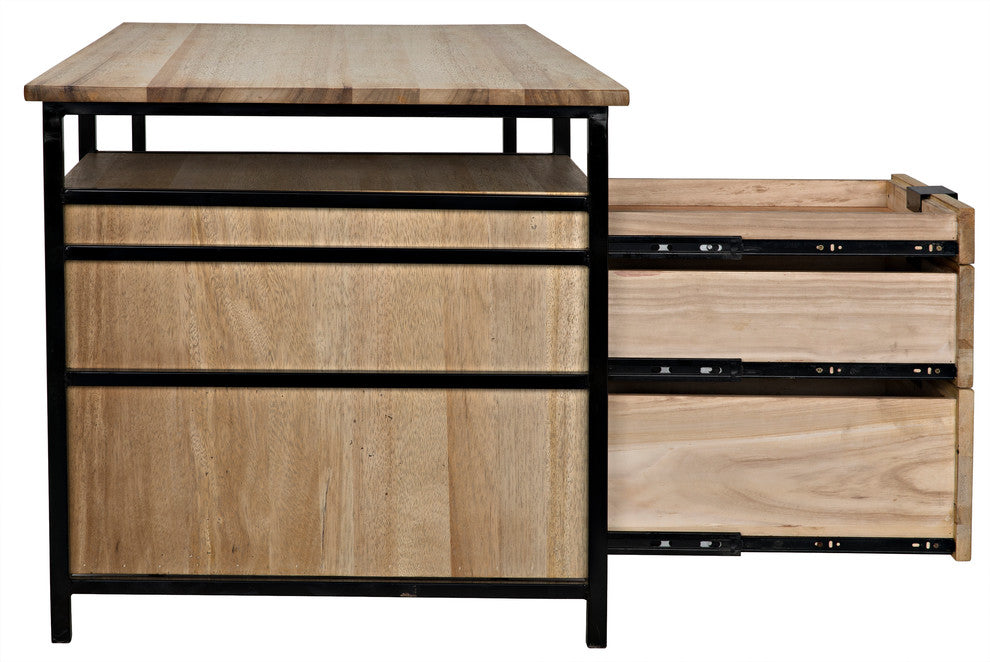 NOIR Furniture - Nabucco Desk, Bleached Walnut and Metal - GDES164BW
