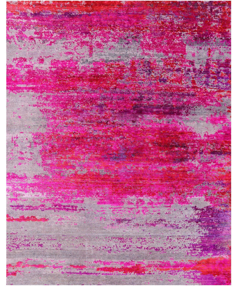 7' 11" X 10' 0" Abstract Wool and Silk Handmade Rug Q9042