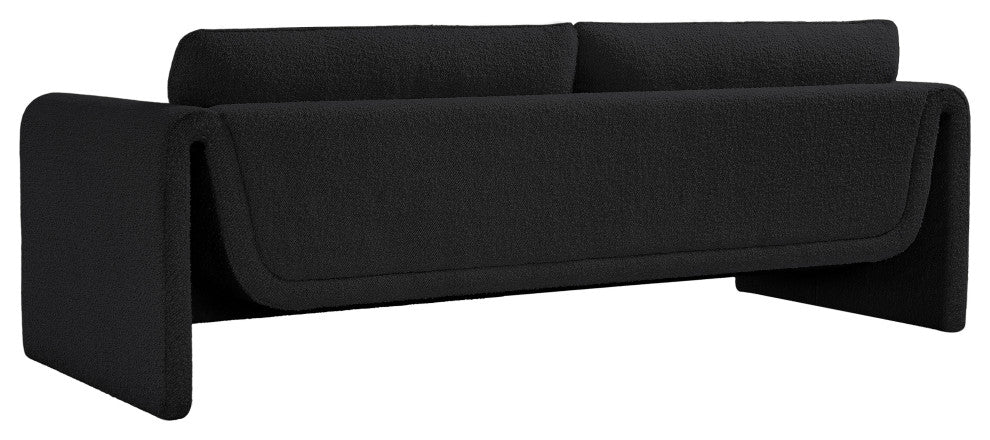 Stylus Boucle Fabric Upholstered Sofa, Black