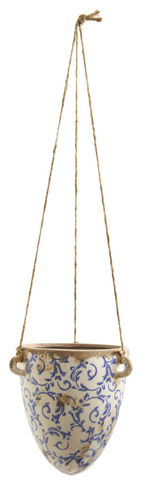 2' Tuscan Hanging Ceramic Scroll Planter