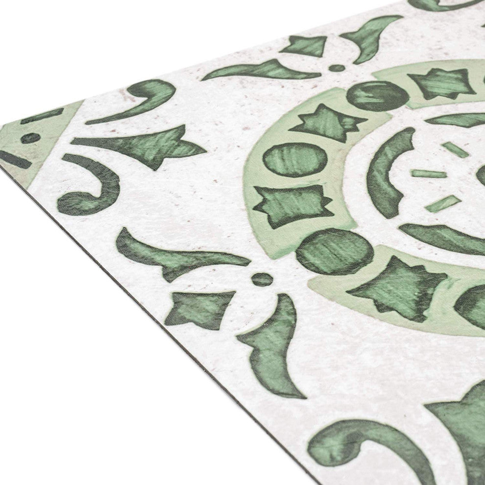 Achim Home Furnishing Retro 12" x 12" Self Adhesive Floor Tiles Green Medallion