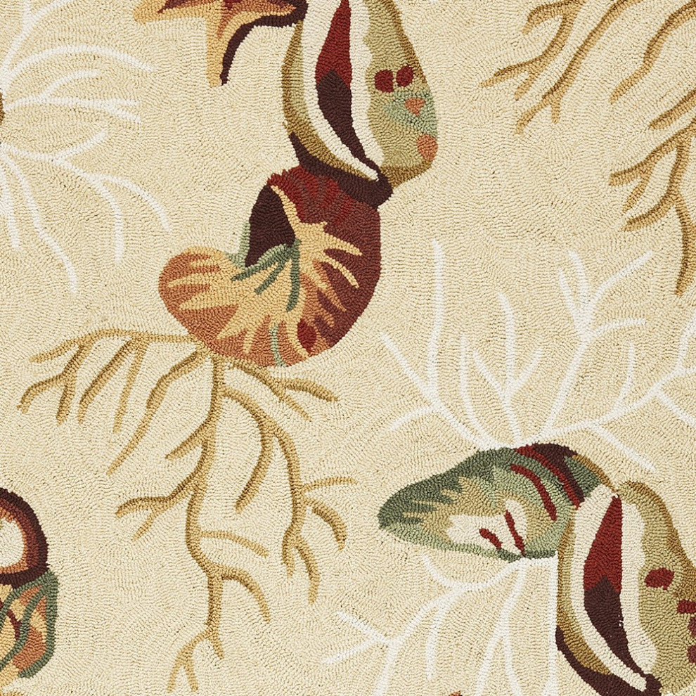 HomeRoots 5' x 7' Beige Corals and Shells Indoor Area Rug