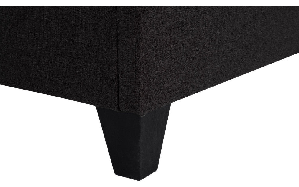 Benzara BM286472 Cleo Full Size Bed Frame, Solid Wood, Soft Dark Gray Linen