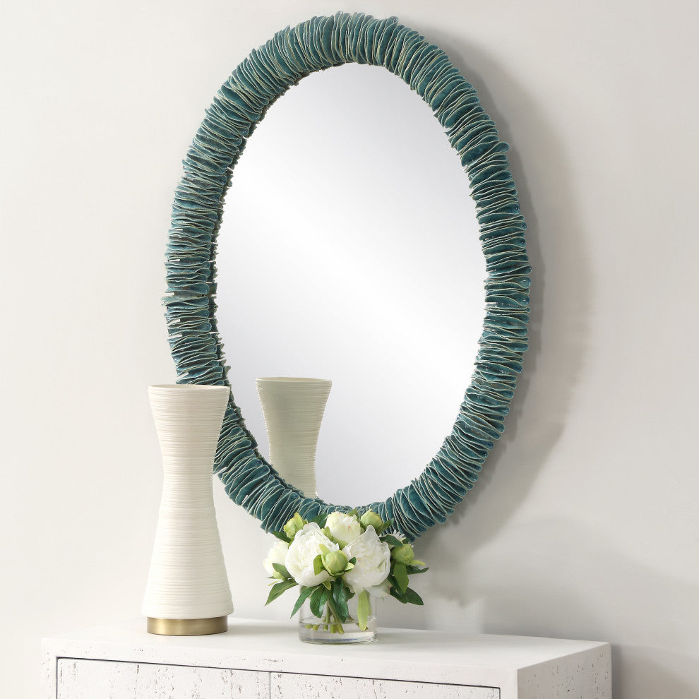 Uttermost Bonaire Teal Blue Oval Mirror